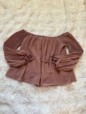 Dynamite Off-Shoulder Pleated Top in Dusty Rose